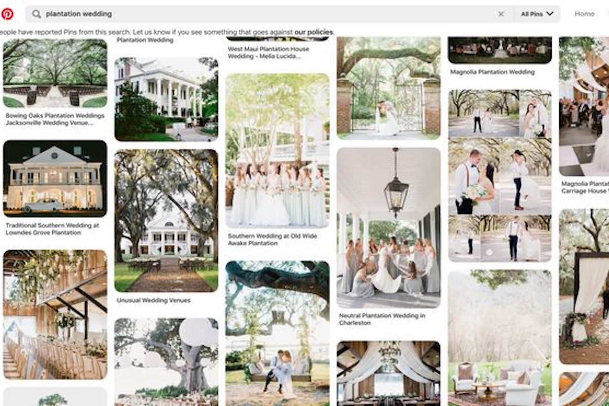 Pinterest And The Knot To Stop Promoting Plantations As ‘Romantic’ Wedding Venues | HuffPost