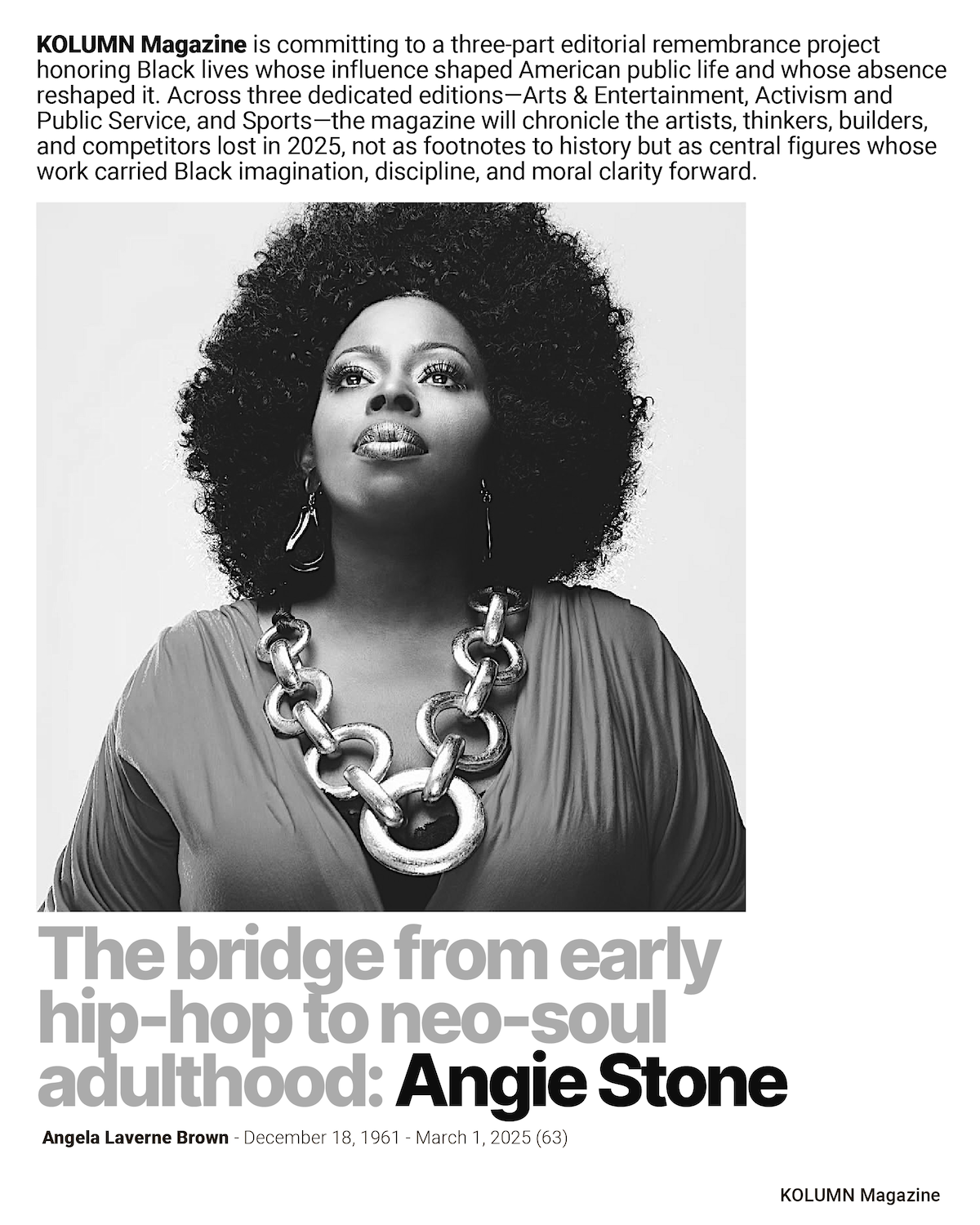 A year that sounded like memory, Angie Stone, KOLUMN, African American News, Black News, African American Journalism, Black Journalism, African American History, Black History, African American Art, Black Art, African American Music, Black Music, African American Wealth, Black Wealth, African American Education, Black Education, Historic Black University or College, HBCU