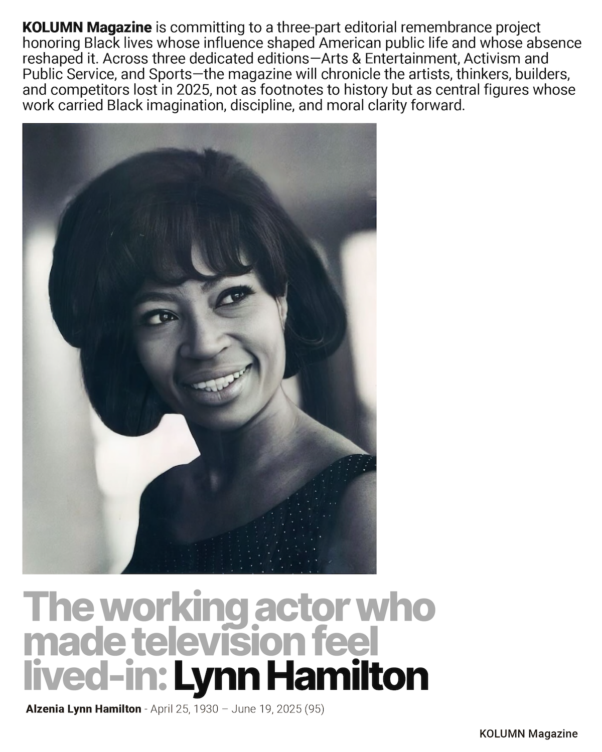 A year that sounded like memory, Lynn Hamilton, KOLUMN, African American News, Black News, African American Journalism, Black Journalism, African American History, Black History, African American Art, Black Art, African American Music, Black Music, African American Wealth, Black Wealth, African American Education, Black Education, Historic Black University or College, HBCU