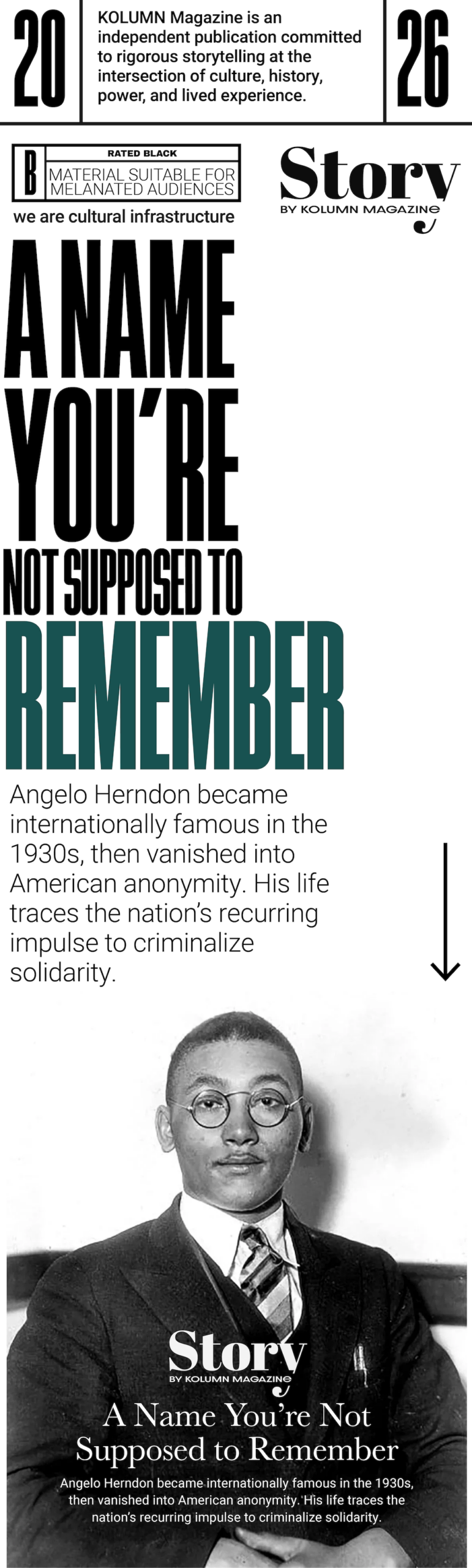 Angelo Herndon, KOLUMN, African American News, Black News, African American Journalism, Black Journalism, African American History, Black History, African American Art, Black Art, African American Music, Black Music, African American Wealth, Black Wealth, African American Education, Black Education, Historic Black University or College, HBCU