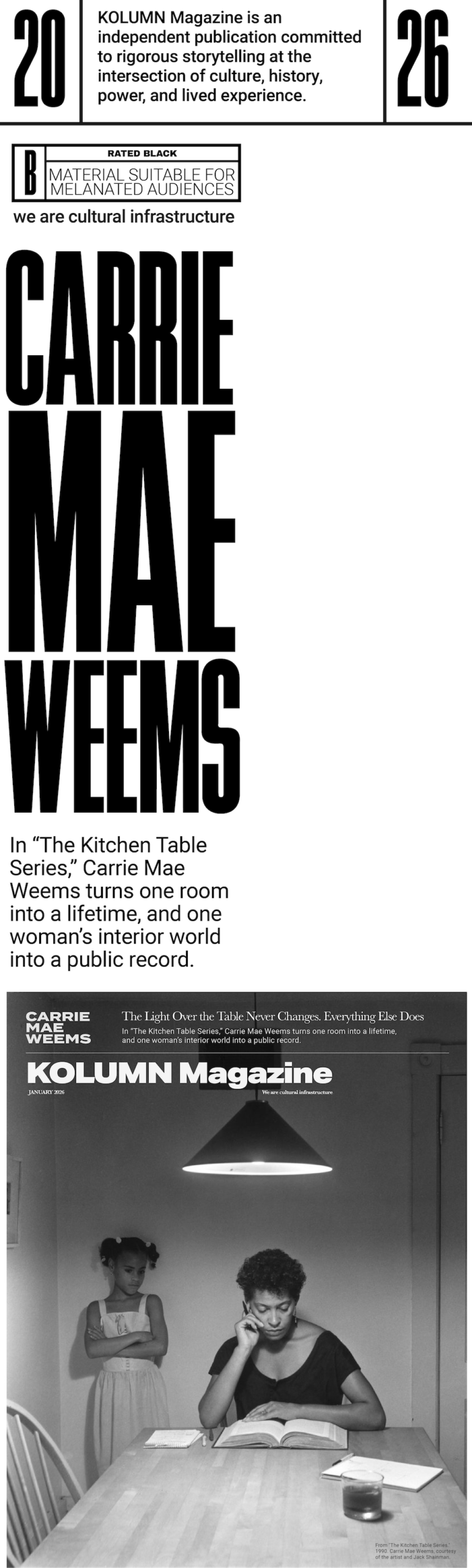 Carrie Mae Weems, The Kitchen Table Series, KOLUMN, African American News, Black News, African American Journalism, Black Journalism, African American History, Black History, African American Art, Black Art, African American Music, Black Music, African American Wealth, Black Wealth, African American Education, Black Education, Historic Black University or College, HBCU