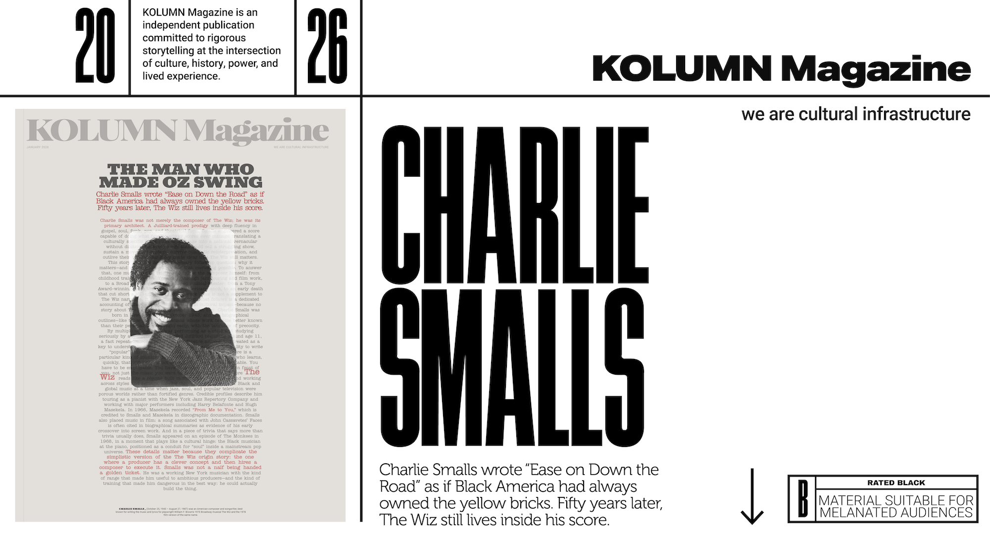 Charlie Smalls, The Wiz, African American Composer, Black Composer, KOLUMN, African American News, Black News, African American Journalism, Black Journalism, African American History, Black History, African American Art, Black Art, African American Music, Black Music, African American Wealth, Black Wealth, African American Education, Black Education, Historic Black University or College, HBCU