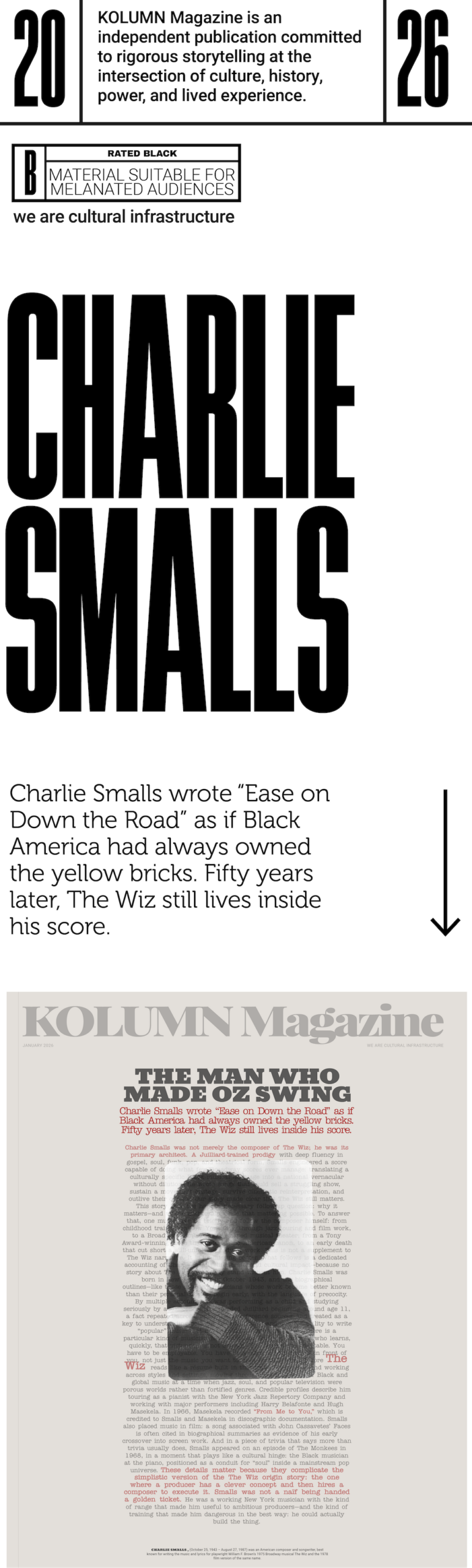 Charlie Smalls, The Wiz, African American Composer, Black Composer, KOLUMN, African American News, Black News, African American Journalism, Black Journalism, African American History, Black History, African American Art, Black Art, African American Music, Black Music, African American Wealth, Black Wealth, African American Education, Black Education, Historic Black University or College, HBCU