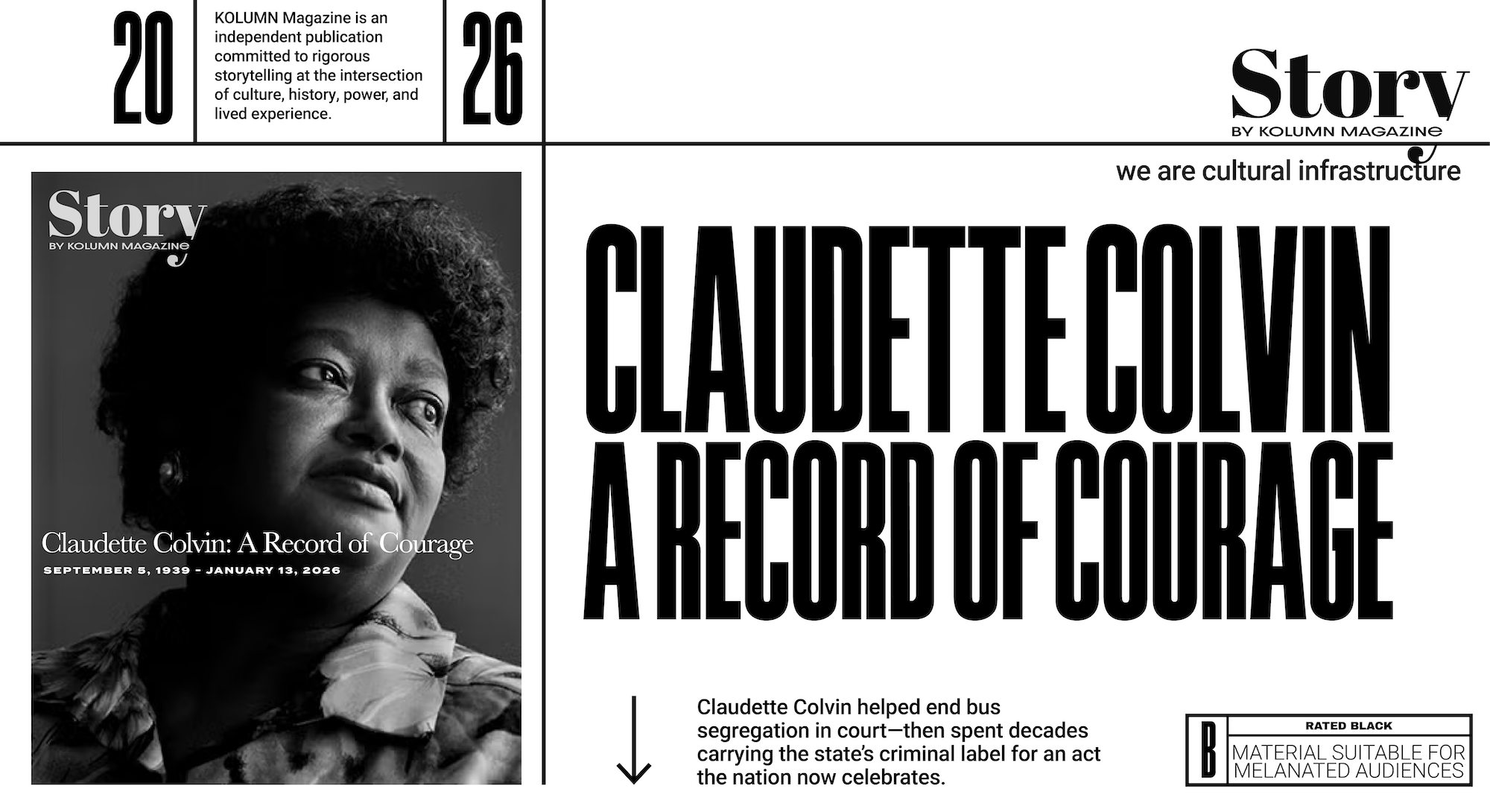 Claudette Colvin, KOLUMN, African American News, Black News, African American Journalism, Black Journalism, African American History, Black History, African American Art, Black Art, African American Music, Black Music, African American Wealth, Black Wealth, African American Education, Black Education, Historic Black University or College, HBCU