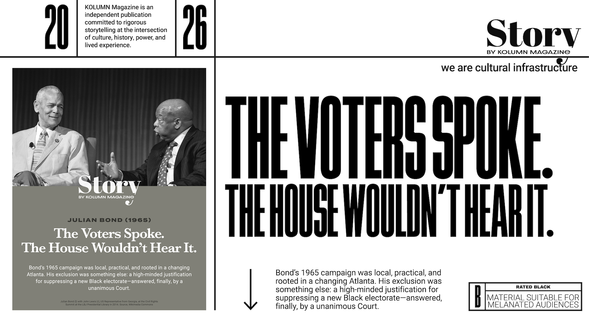 Julian Bond, KOLUMN, African American News, Black News, African American Journalism, Black Journalism, African American History, Black History, African American Art, Black Art, African American Music, Black Music, African American Wealth, Black Wealth, African American Education, Black Education, Historic Black University or College, HBCU