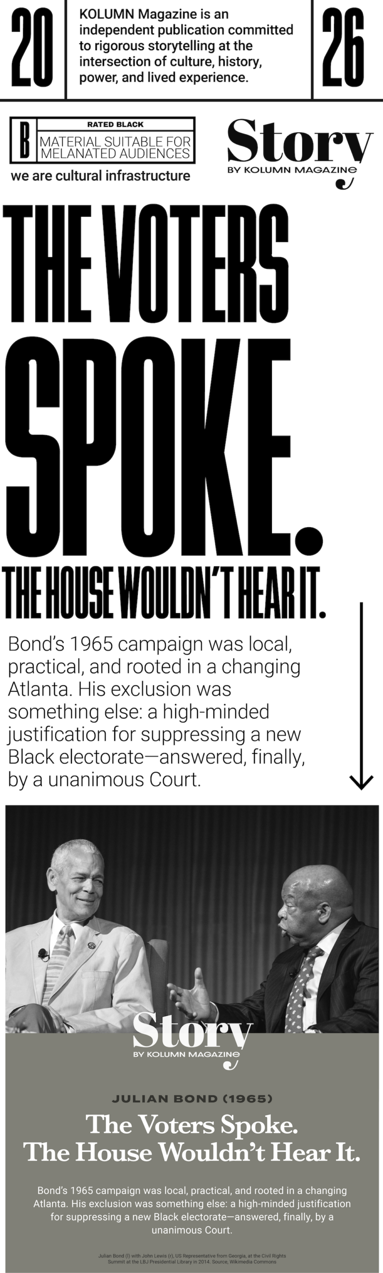 Julian Bond, KOLUMN, African American News, Black News, African American Journalism, Black Journalism, African American History, Black History, African American Art, Black Art, African American Music, Black Music, African American Wealth, Black Wealth, African American Education, Black Education, Historic Black University or College, HBCU