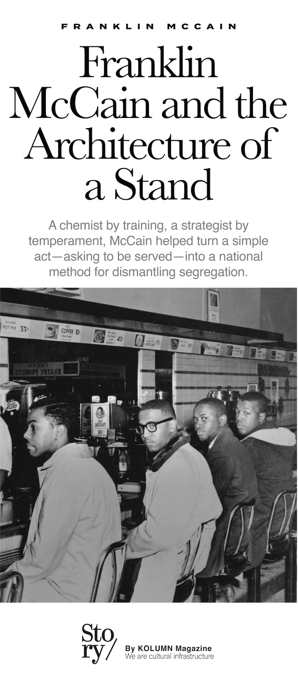 Franklin Eugene McCain, Franklin McCain, KOLUMN, African American News, Black News, African American Journalism, Black Journalism, African American History, Black History, African American Art, Black Art, African American Music, Black Music, African American Wealth, Black Wealth, African American Education, Black Education, Historic Black University or College, HBCU