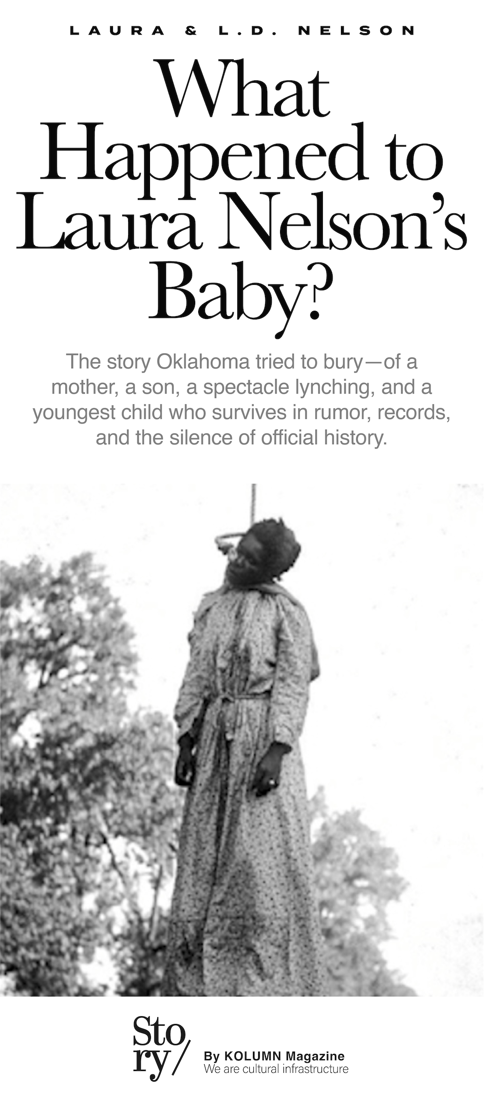 Oklahoma Lynching, Laura Nelson, L.D. Nelson, Okemah Oklahoma, KOLUMN, African American News, Black News, African American Journalism, Black Journalism, African American History, Black History, African American Art, Black Art, African American Music, Black Music, African American Wealth, Black Wealth, African American Education, Black Education, Historic Black University or College, HBCU