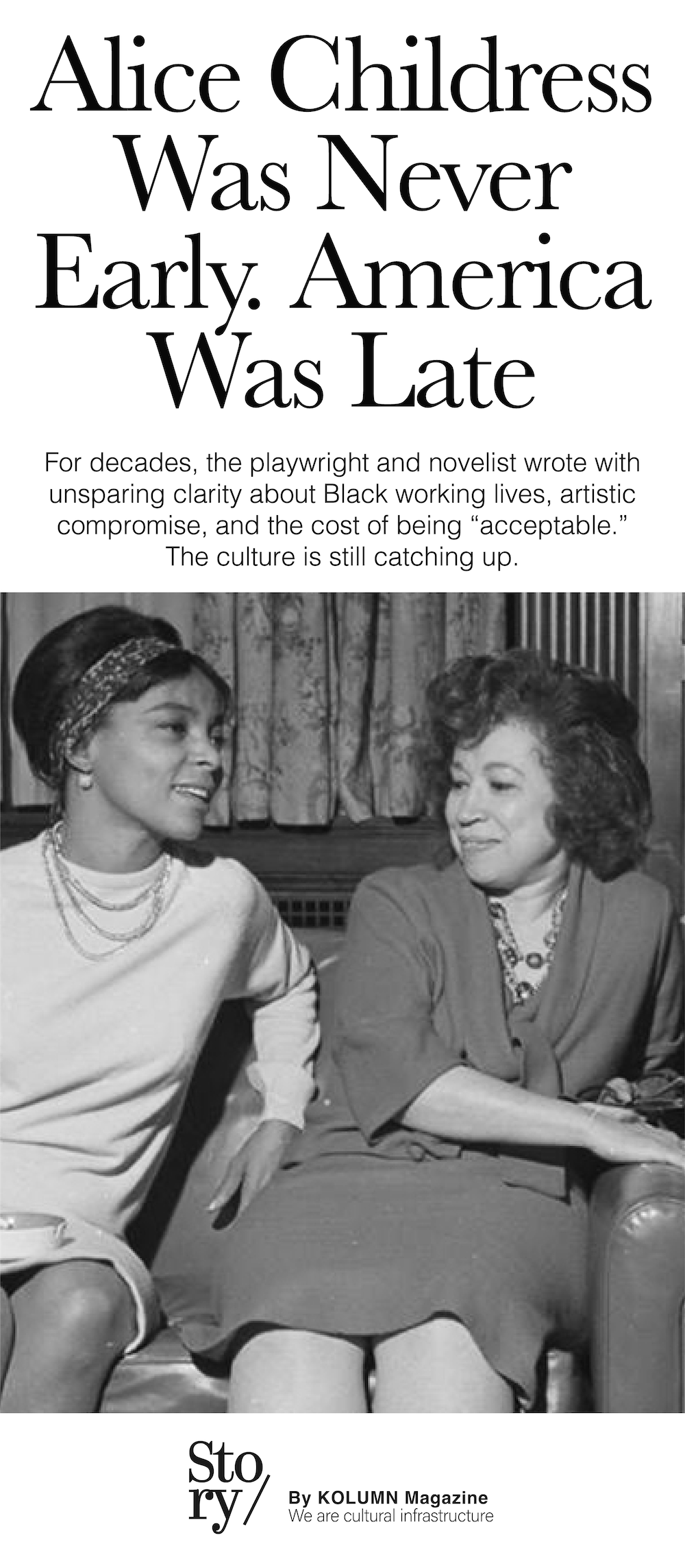 Alice Childress, KOLUMN, African American News, Black News, African American Journalism, Black Journalism, African American History, Black History, African American Art, Black Art, African American Music, Black Music, African American Wealth, Black Wealth, African American Education, Black Education, Historic Black University or College, HBCU