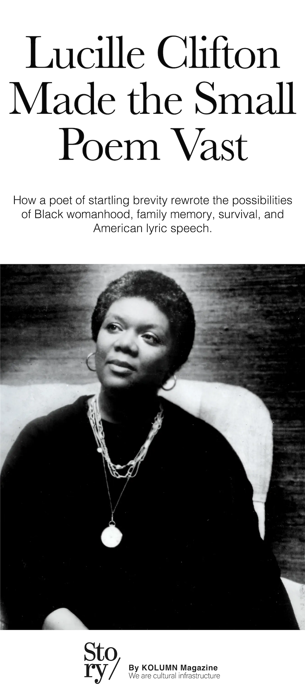 Lucille Clifton, KOLUMN, African American News, Black News, African American Journalism, Black Journalism, African American History, Black History, African American Art, Black Art, African American Music, Black Music, African American Wealth, Black Wealth, African American Education, Black Education, Historic Black University or College, HBCU