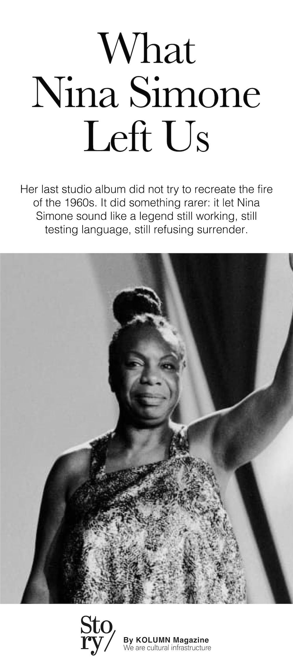 Nina Simone, A Single Woman, Nina, Marion Stamps, KOLUMN, African American News, Black News, African American Journalism, Black Journalism, African American History, Black History, African American Art, Black Art, African American Music, Black Music, African American Wealth, Black Wealth, African American Education, Black Education, Historic Black University or College, HBCU