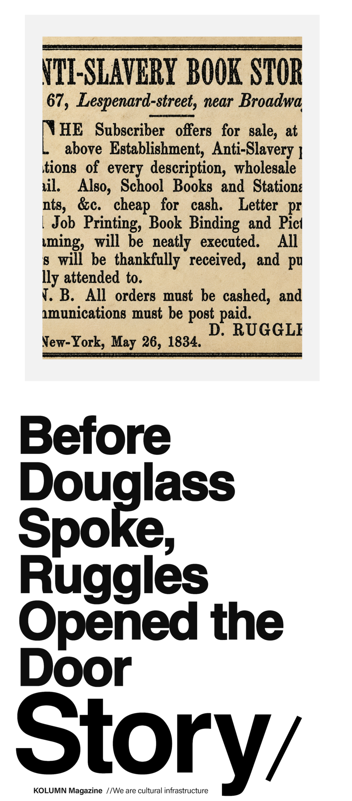 David Ruggles, KOLUMN, KOLUMN Magazine, Cultural Infrastructure, African American News, Black News, African American Journalism, Black Journalism, African American History, Black History, African American Art, Black Art, African American Music, Black Music, African American Wealth, Black Wealth, African American Education, Black Education, Historic Black University or College, HBCU
