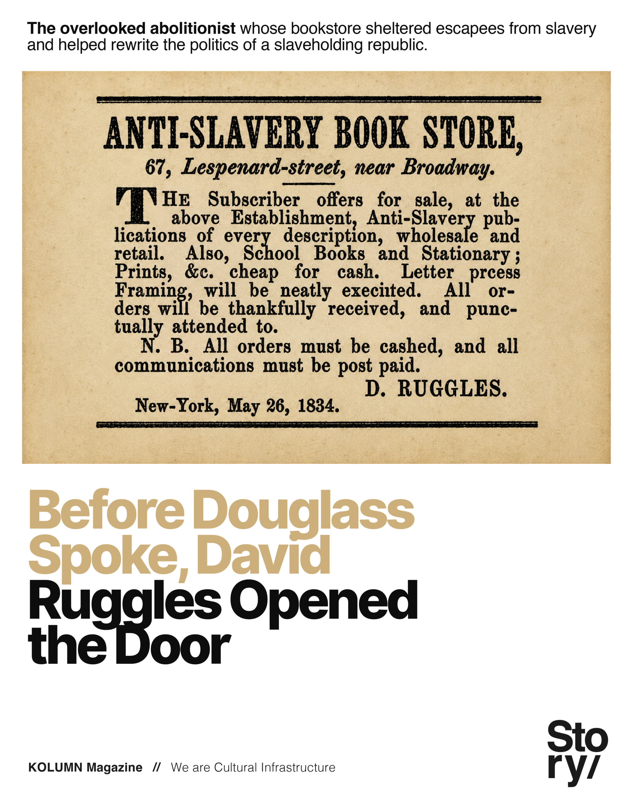 David Ruggles, KOLUMN, KOLUMN Magazine, Cultural Infrastructure, African American News, Black News, African American Journalism, Black Journalism, African American History, Black History, African American Art, Black Art, African American Music, Black Music, African American Wealth, Black Wealth, African American Education, Black Education, Historic Black University or College, HBCU