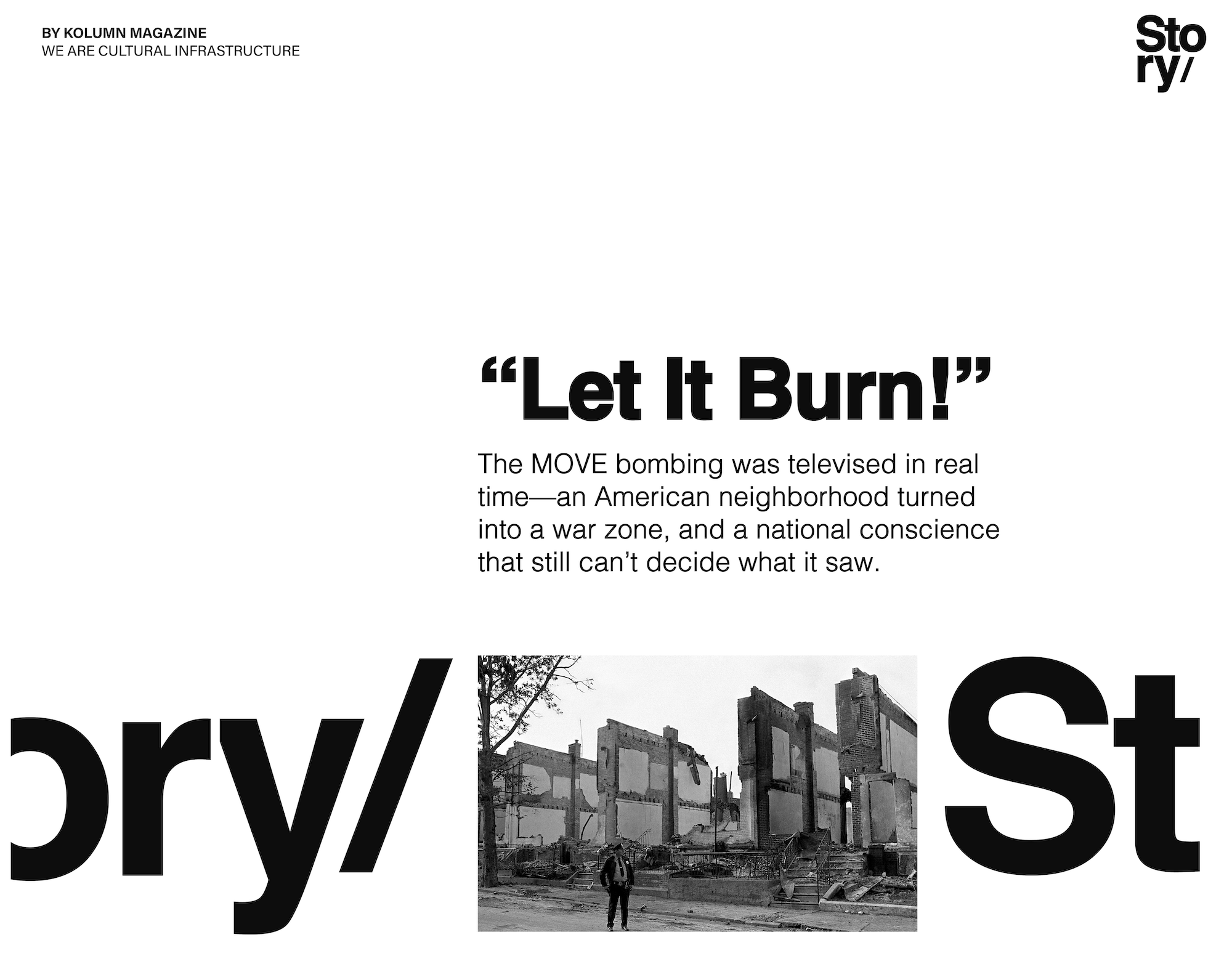 Let It Burn. MOVE, MOVE Bombing, KOLUMN Magazine, KOLUMN, African American News, Black News, African American Journalism, Black Journalism, African American History, Black History, African American Art, Black Art, African American Music, Black Music, African American Wealth, Black Wealth, African American Education, Black Education, Historic Black University or College, HBCU